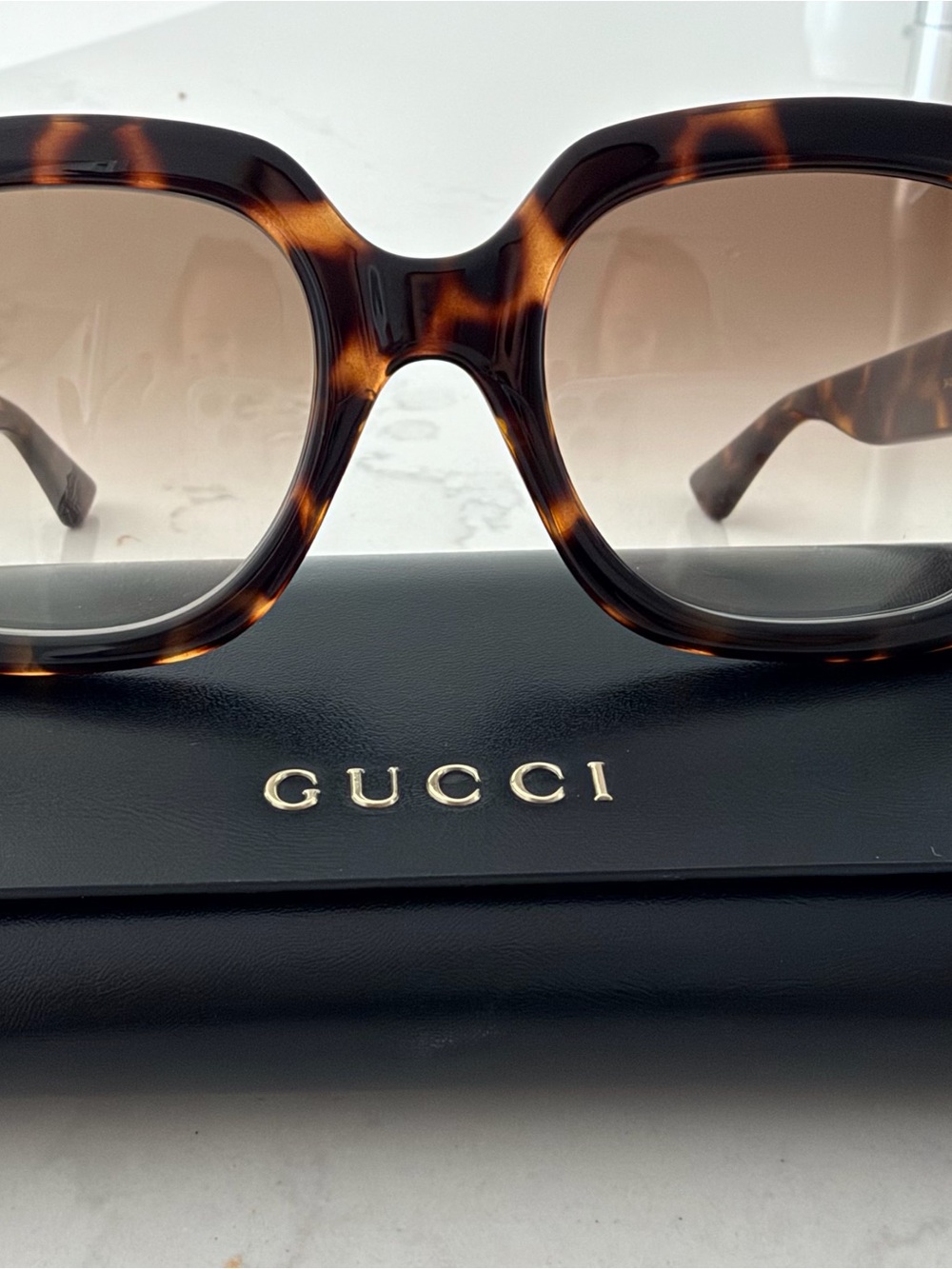 Gucci Women's Tortoiseshell Frame Sunglasses with Brown Gradient Lenses